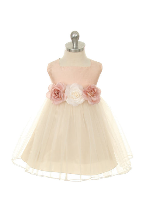 Silk Top Baby Dress - Dusty Rose