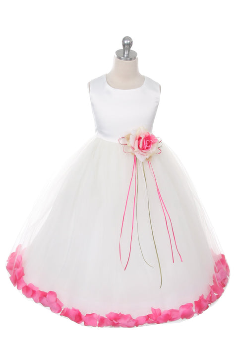 Satin Flower Petal Girl Dress (Ivory Dress)