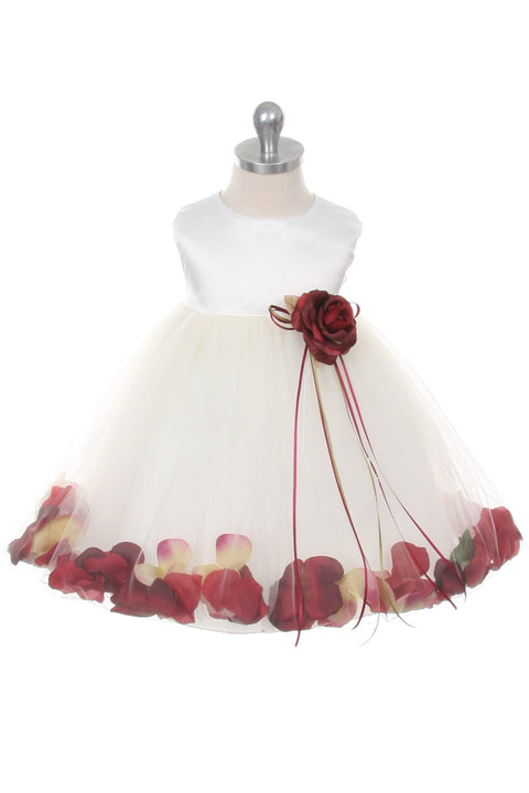 Satin Flower Petal Baby Dress (Ivory Dress)