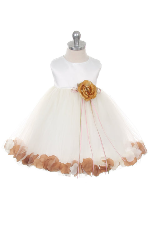 Satin Flower Petal Baby Dress (Ivory Dress)