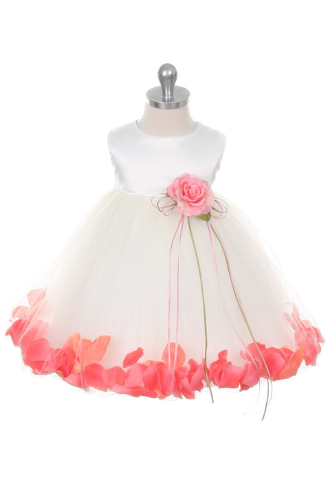 Satin Flower Petal Baby Dress (Ivory Dress)