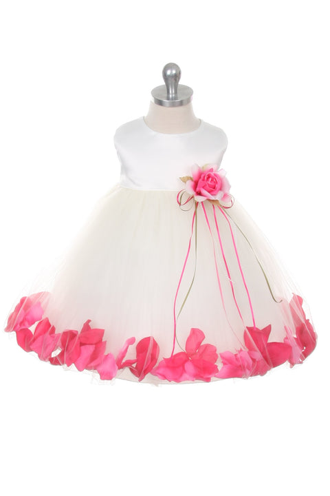 Satin Flower Petal Baby Dress (Ivory Dress)