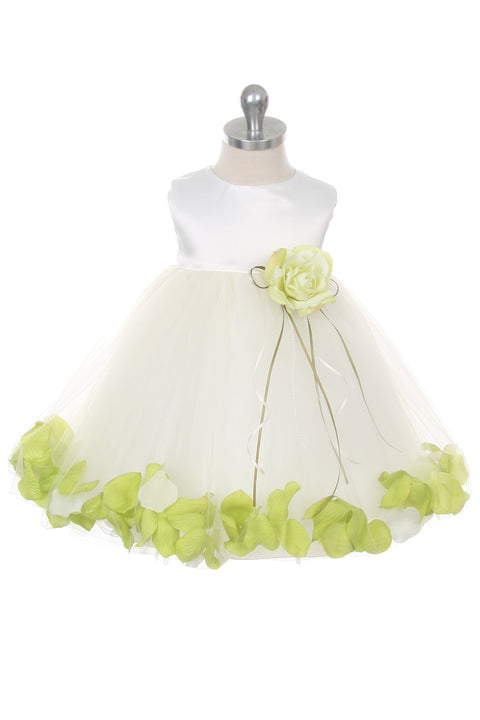 Satin Flower Petal Baby Dress (Ivory Dress)