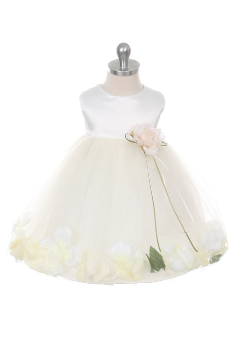 Satin Flower Petal Baby Dress (Ivory Dress)