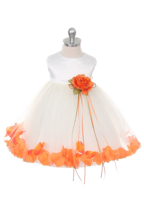Satin Flower Petal Baby Dress (Ivory Dress)