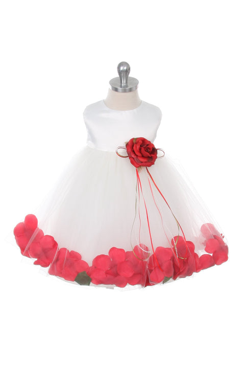 Satin Flower Petal Baby Dress (Ivory Dress)