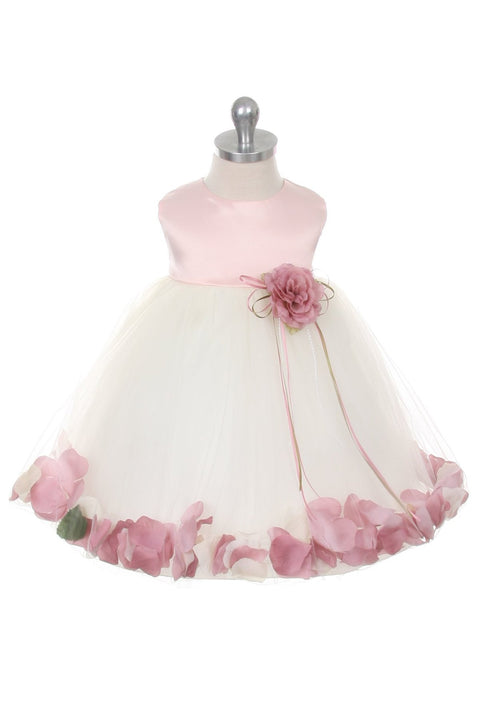 Satin Flower Petal Baby Dress (Ivory Dress)