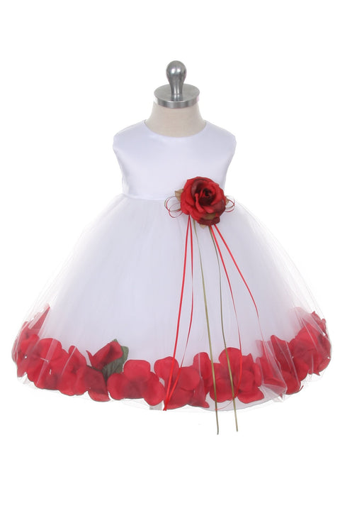 Satin Flower Petal Baby Dress (White Dress)