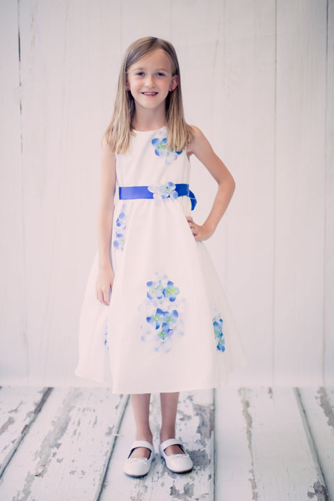 Shantung Dress Decorated with Flower Petals