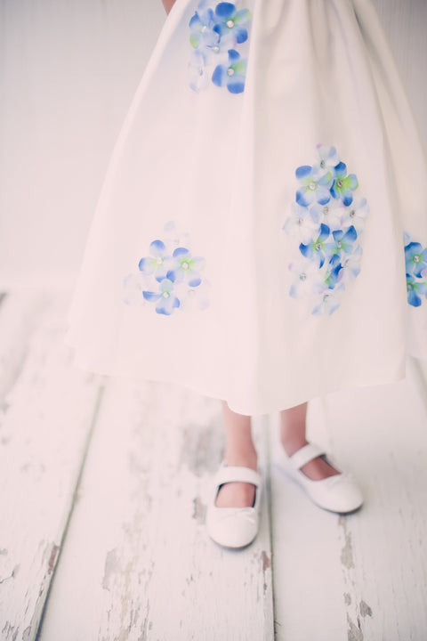 Shantung Dress Decorated with Flower Petals