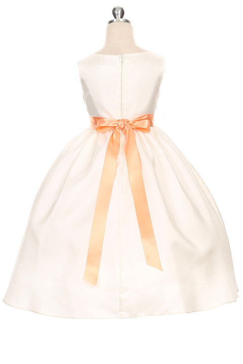 Shantung Dress Decorated with Flower Petals