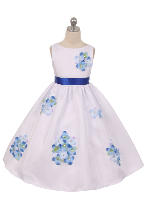 Shantung Dress Decorated with Flower Petals
