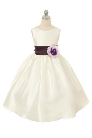 Poly Silk Organza Sash Girl Dress (Ivory Dress)