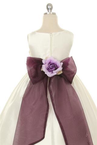 Poly Silk Organza Sash Girl Dress (Ivory Dress)