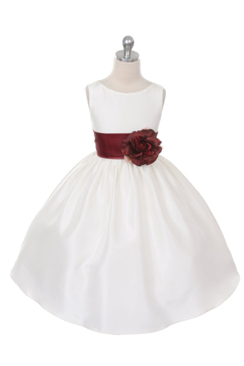 Poly Silk Organza Sash Girl Dress (Ivory Dress)