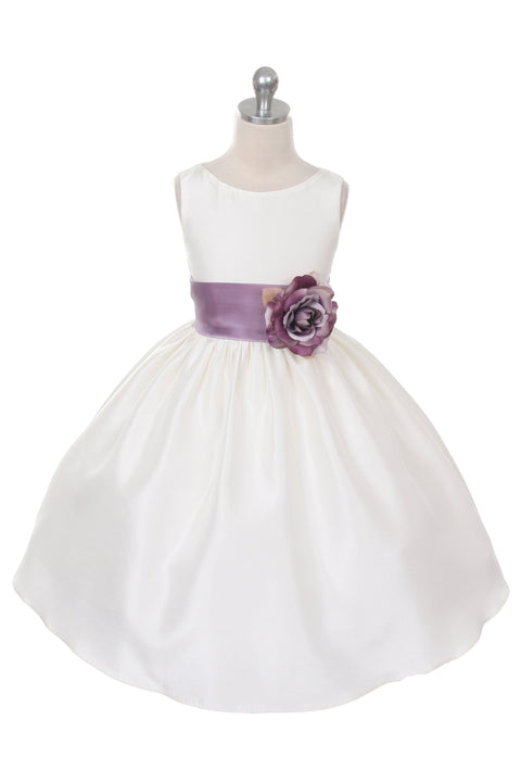 Poly Silk Organza Sash Girl Dress (White Dress)