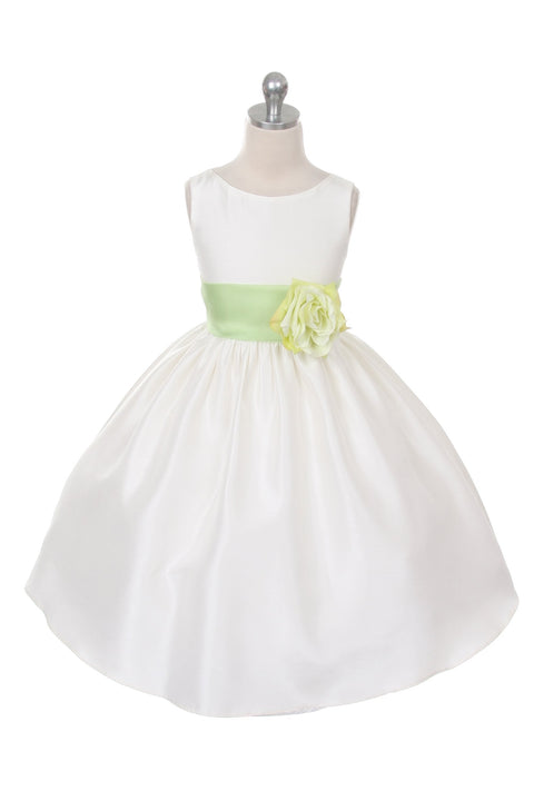 Poly Silk Organza Sash Girl Dress (Ivory Dress)