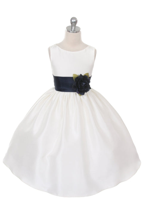 Poly Silk Organza Sash Girl Dress (White Dress)