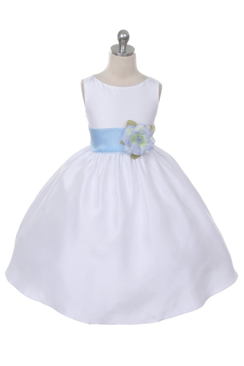 Poly Silk Organza Sash Girl Dress (Ivory Dress)