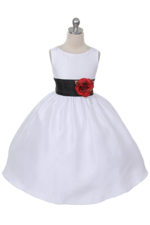 Poly Silk Organza Sash Girl Dress (Ivory Dress)