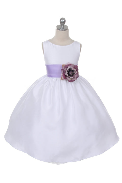 Poly Silk Organza Sash Girl Dress (Ivory Dress)