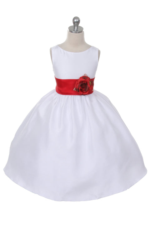 Poly Silk Organza Sash Girl Dress (Ivory Dress)