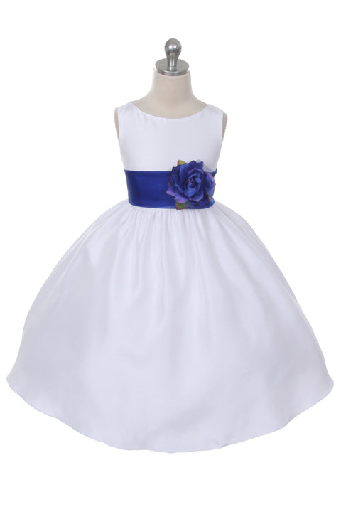 Poly Silk Organza Sash Girl Dress (White Dress)