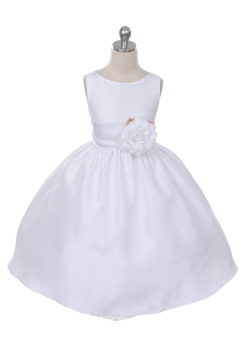 Poly Silk Organza Sash Girl Dress (White Dress)