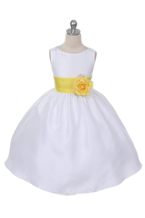 Poly Silk Organza Sash Girl Dress (Ivory Dress)