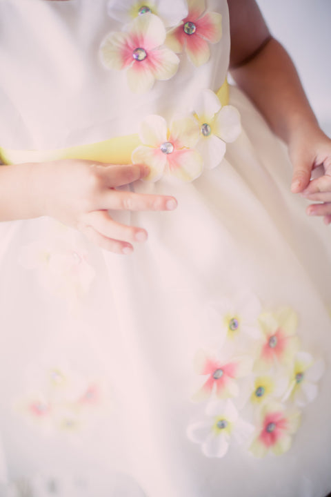 Shantung Dress Flower Petals Baby Dress