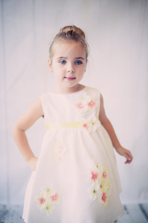 Shantung Dress Flower Petals Baby Dress