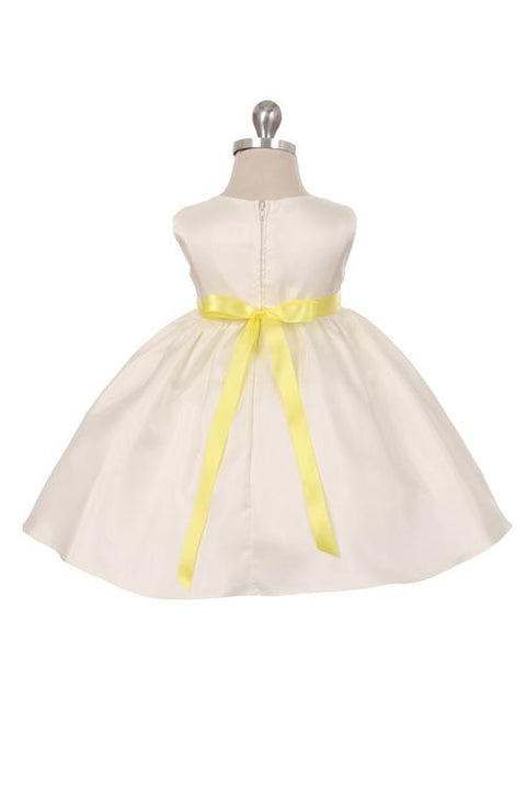 Shantung Dress Decorated with Flower Petals