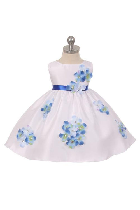 Shantung Dress Decorated with Flower Petals