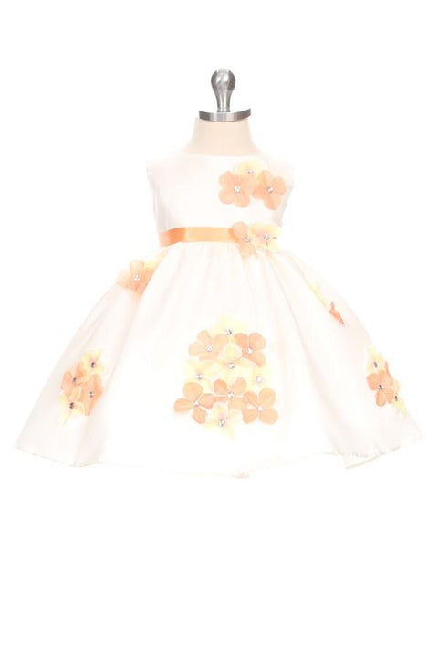 Shantung Dress Flower Petals Baby Dress