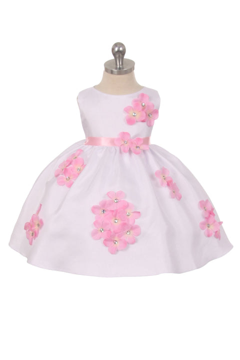 Shantung Dress Flower Petals Baby Dress
