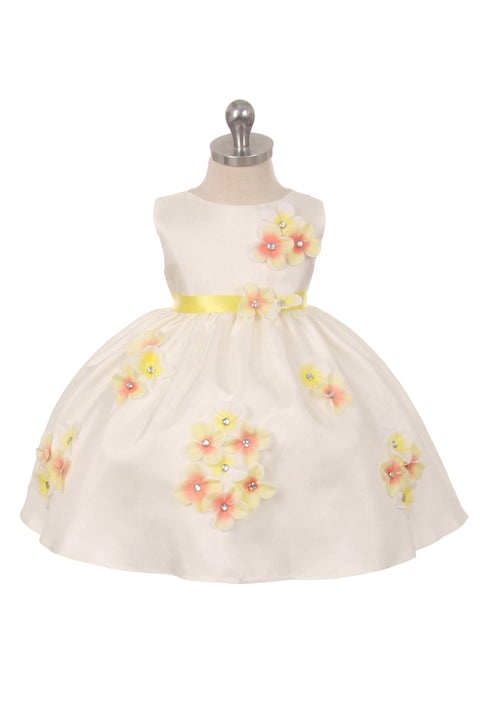 Shantung Dress Flower Petals Baby Dress