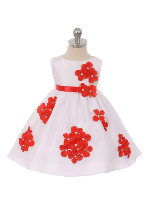 Shantung Dress Flower Petals Baby Dress