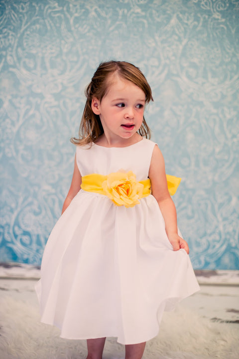 Poly Silk Organza Sash Classic Baby Dress (Ivory Dress)