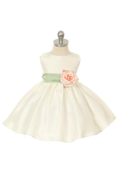 Poly Silk Organza Sash Classic Baby Dress (Ivory Dress)
