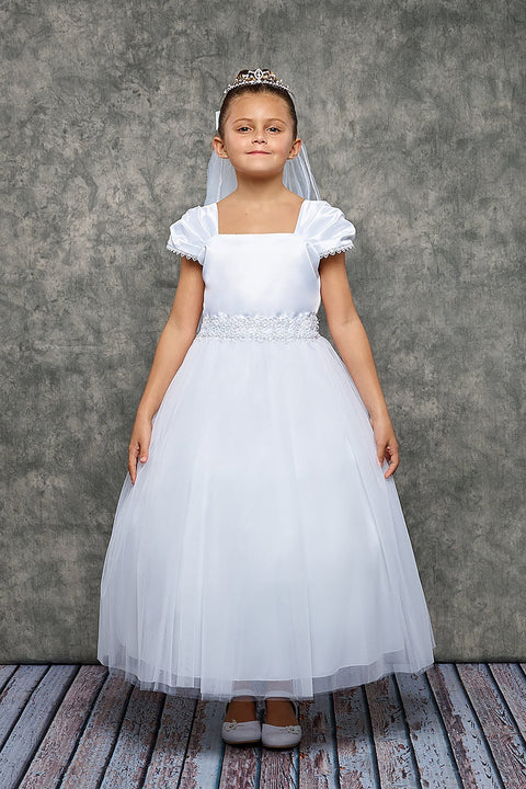 Pleated Cap Sleeve Long Dress