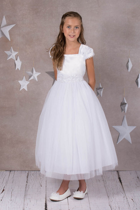 Pleated Cap Sleeve Long Dress