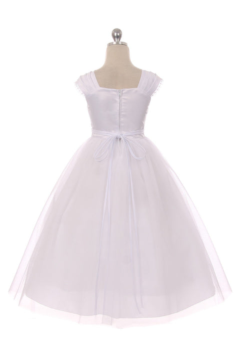 Pleated Cap Sleeve Long Dress