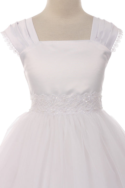 Pleated Cap Sleeve Long Dress