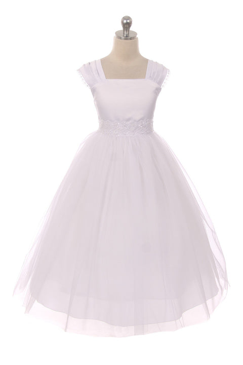 Pleated Cap Sleeve Long Dress