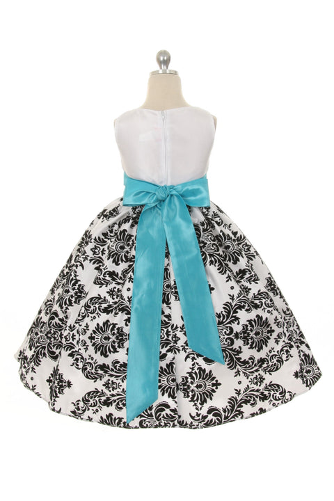 Velvet Flocked Taffeta Girl Dress