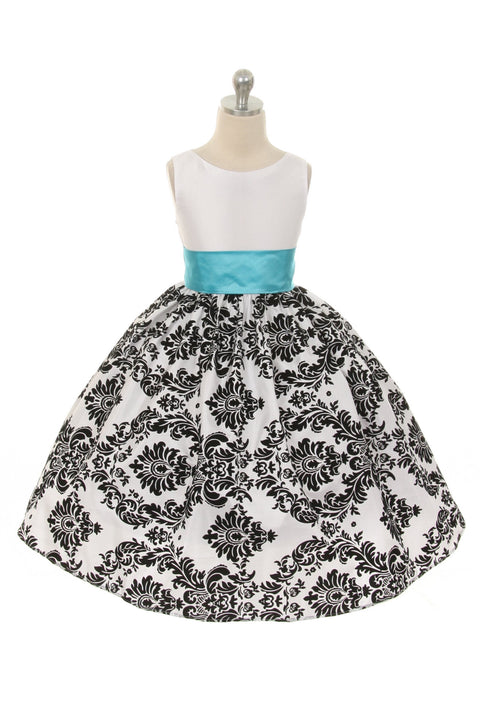 Velvet Flocked Taffeta Girl Dress