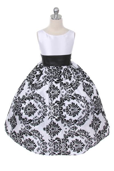 Velvet Flocked Taffeta Girl Dress