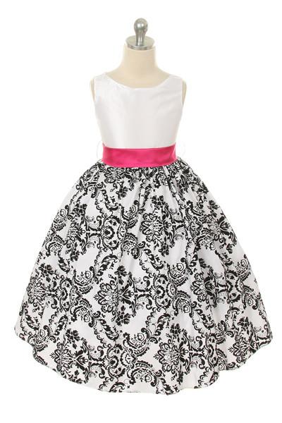 Velvet Flocked Taffeta Girl Dress