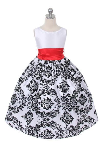 Velvet Flocked Taffeta Girl Dress