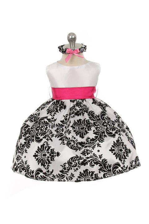 Velvet Flocked Taffeta Baby Dress